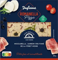 Pizza mozzarella, jambon cru fumé