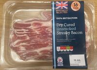 Dry cured unsmoked streaky bacon