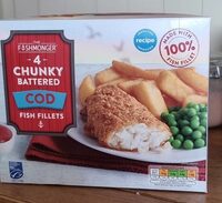 4 chunky battered cod fish fillets