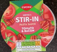 Stir in pasta sauce with tomato and bacon