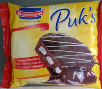 KuchenMeister Puk's Dessertkuchen 4101540788468 Rührkuchen mit Cremefüllung und kakaohaltiger Fettglasur, dekoriert mit weißer Fettglasur