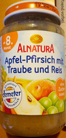 Apfel-Pfirsich mit Traube und Reis
