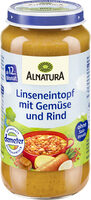 Linseneintopf mit Gemüse und Rind