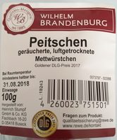 Peitschen Geräucherte, Luftgetrocknete Me