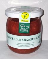 Erdbeer-Rhabarber-Grütze mit ganzen Erdbeeren