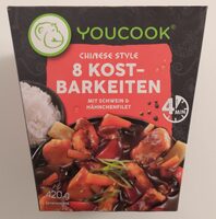 YOUCOOK Chinese Style 8 Kostbarkeiten 4260334164168 Fertiggericht aus Hähnchenbrustfilet, Schweinefleisch und Gemüse in würziger Sauce mit Reis