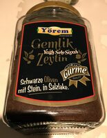 Schwarze Oliven mit Stein, ein Salzlake