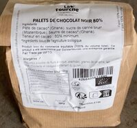 Palets de chocolat noir 80%