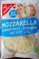 Mozzarella Schnittfest, Gerieben 45 % Fett