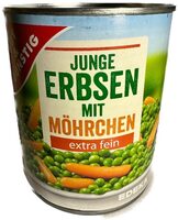 Junge Erbsen mit Möhrchen