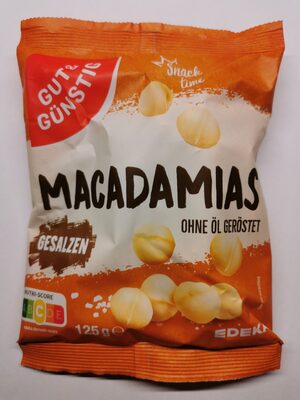 Macadamias, gesalzen, ohne Öl geröstet