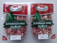 Roh geräucherte Schinkenstreifen
