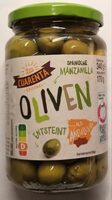 Grüne Oliven entsteint