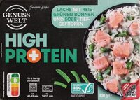 Lachs mit Reis, grünen Bohnen & Soße