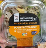 Salade & pates spirale poulet roti et oeuf