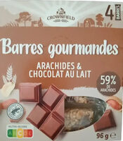 Barres gourmandes arachides & chocolat au lait 4 barres