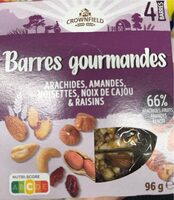 Barres gourmandes arachide amande noisette noix de cajou raisin
