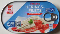 Geteilte Herringsfilets in Tomaten-Sauce
