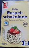 Raspelschokolade, weiße. Zum Garnieren von Torten