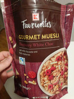 Gourmet Mousli raspberry white choc