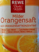 Milder Orangensaft aus Orangensaftkonzentrat
