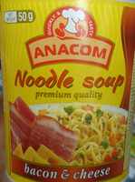 Noodle soup bacon and cheese