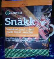 Smoked and dried pork meat snacks
