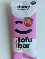 Tofu bar with cranberry filling in chocolate coating