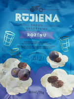 Ice cream made of milk and cream Lukss with raisins in waffle cup