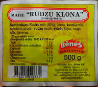 Maize "Rudzu klona" puse/griezta