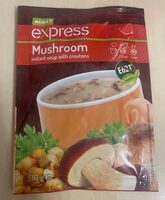 Mushroom instant soup with croutons