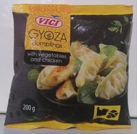 Gyoza dumplings with vegetables and chicken