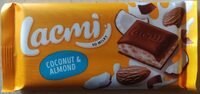 Шоколад молочний "Lacmi Coconut & Almond" з мигдалем, кокосовим кремом та рисовими кульками