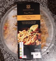 Chicken and prawn paella