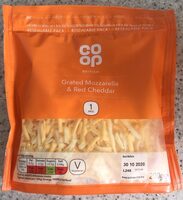 Grated mozzarella and cheddar cheese