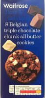 Waitrose 8 Belgian Triple Chocolate Chunk All Butter Cookies