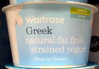 Greek natural fat free strained yogurt
