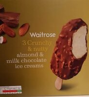 Waitrose 3 crunchy&nutty almonf& milk choclatr ice creams