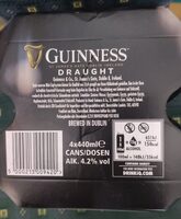 ALDI Guinness Draught Irisches Bier Zzgl. Pfand 4 × 0.25€ = 1.00€ 4x0.44l Packung 1l 2.84€