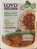 Lentil mushroom and spinach bolognese