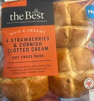 Strawberries and Cornish Clotted Cream Hot Cross Buns