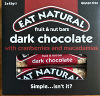 Dark chocolate bar with cranberries and macadamias
