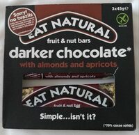 Fruit and nut bars darker chocolate with almonds and apricots