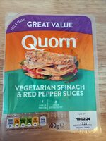 Vegetarian spinach and red pepper slices