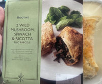 Wild mushroom,spinach and ricotta filo parcels