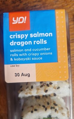 Crispy salmon dragon rolls