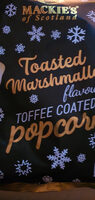 Toasted marshmallow flavour toffee coated popcorn