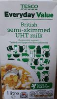 British semi-skimmed UHT milk
