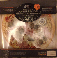 Wood fired rostello ham, chestnut mushrooms & mascarpone 12'' pizza