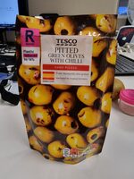 Pitted green olives with chilli